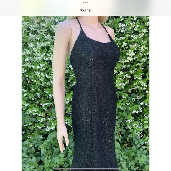 Vtg 💋 Gunne Sax Jessica McClintock Sz 3/4 Floral lace sparkle overlay Dress - Picture 9 of 10